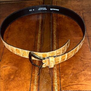 “Berge” Crocodile Pattern Leather Belt “Unisex”Size Medium 140